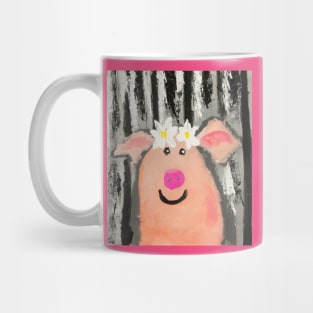 Funny pig with flowers Mug